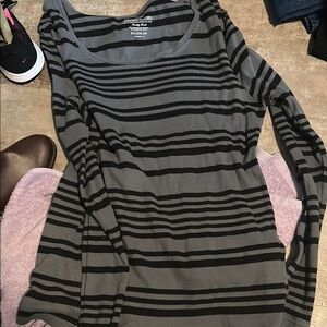 Faded Glory Charcoal and Black Striped Top
